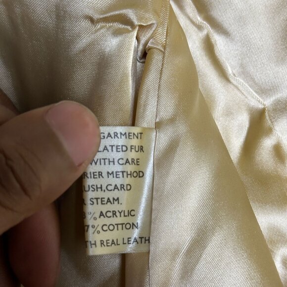 VTG Lilli Ann Faux Fur Trench Belt Rope Coat Jacket Women OS England Made 90s - Picture 13 of 16